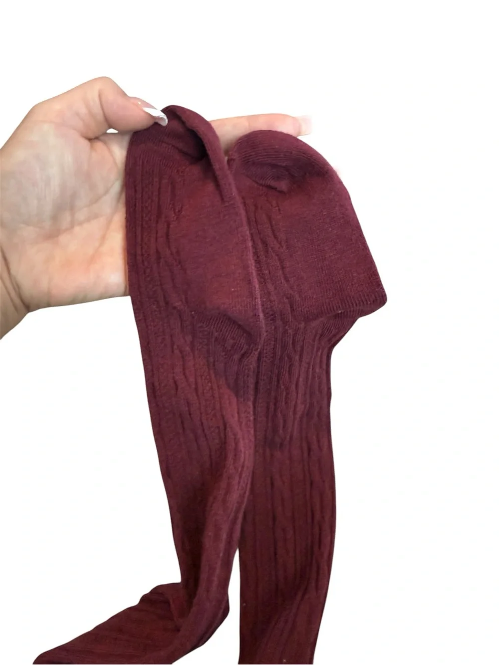 Toddler Girl Maroon Thermal Tights - Comfortable Knit Base Layer, Size 2-4T